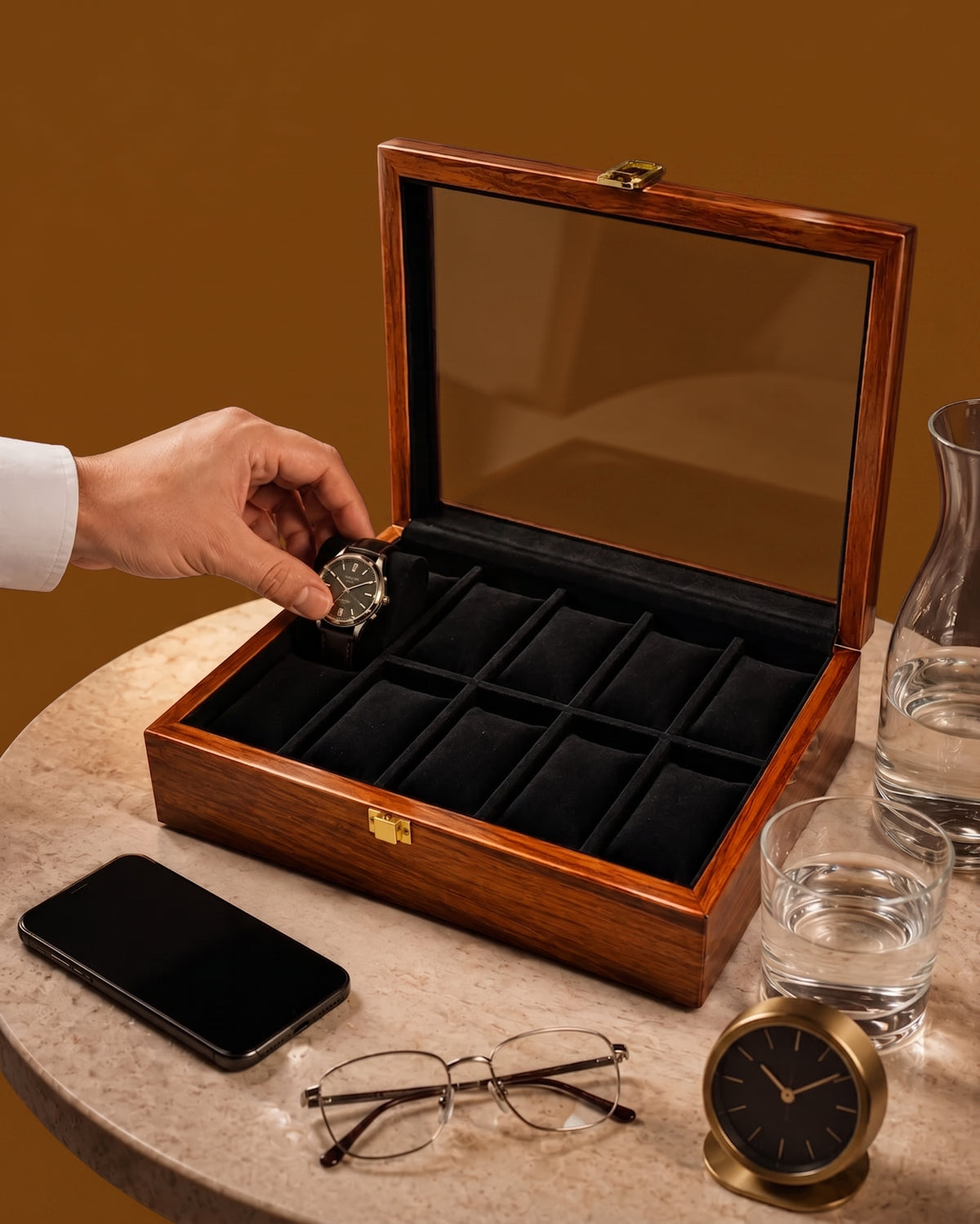Executive 10-Slot Wooden Watch Box