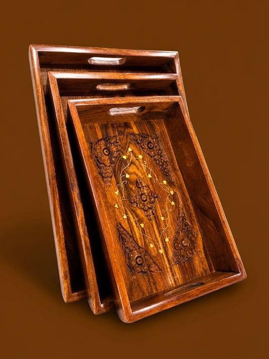 Wooden Classic Serving Tray Set